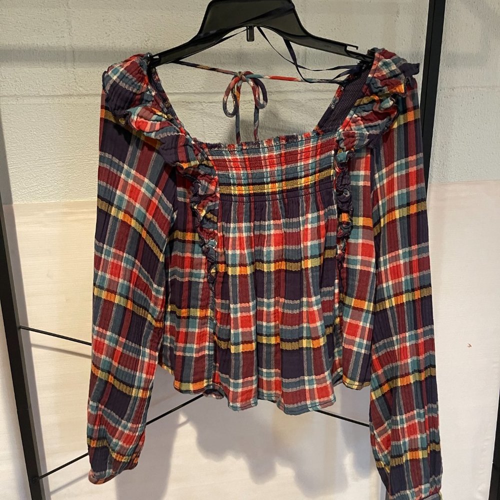 Checked Ruffle Long Sleeve - Picture 2 of 2